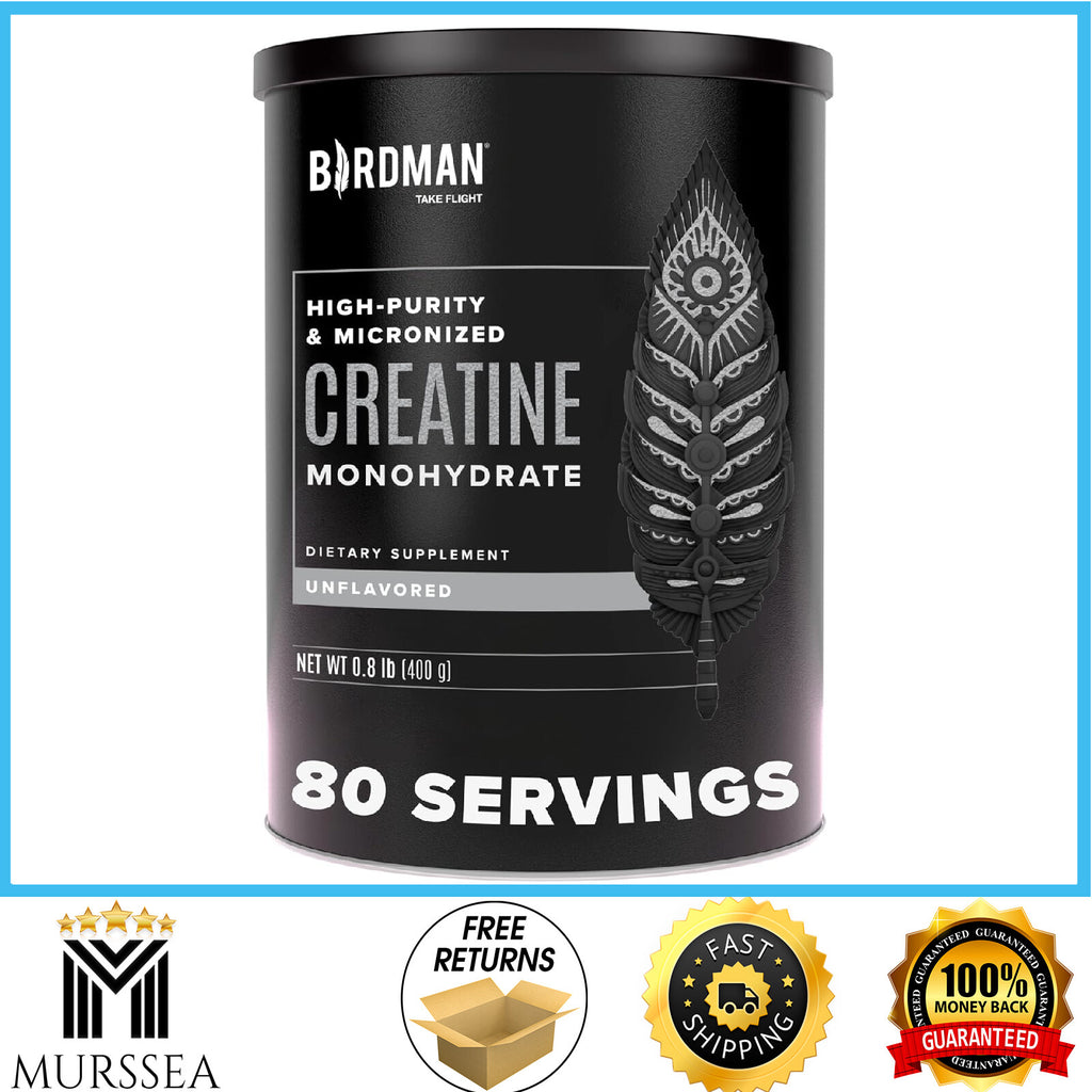 BIRDMAN Micronized Creatine Monohydrate Powder, Organic, Muscle Recovery, Caffei