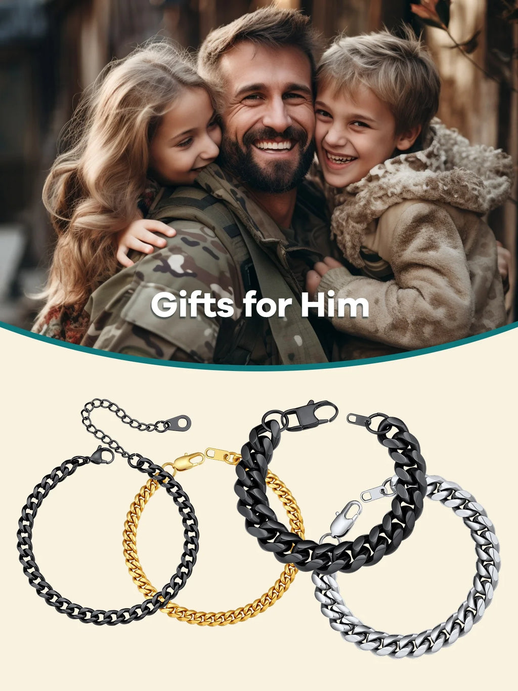 Men Chain Bracelet Cuban Stainless Steel Curb Bracelet 6MM 8.3 Inch Wrist Bracelet Mens Silver Jewelry